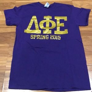 Purple and gold dphie letters